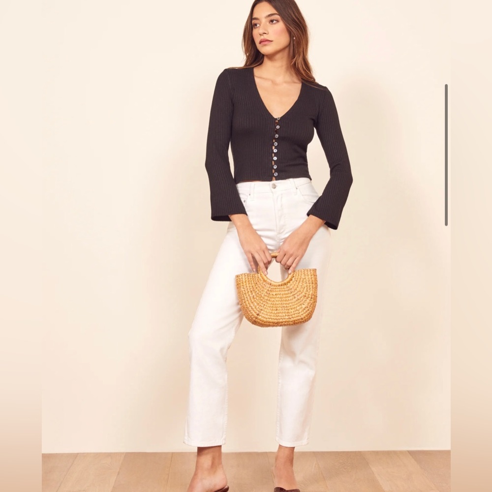 Reformation Black Ribbed Crop Top